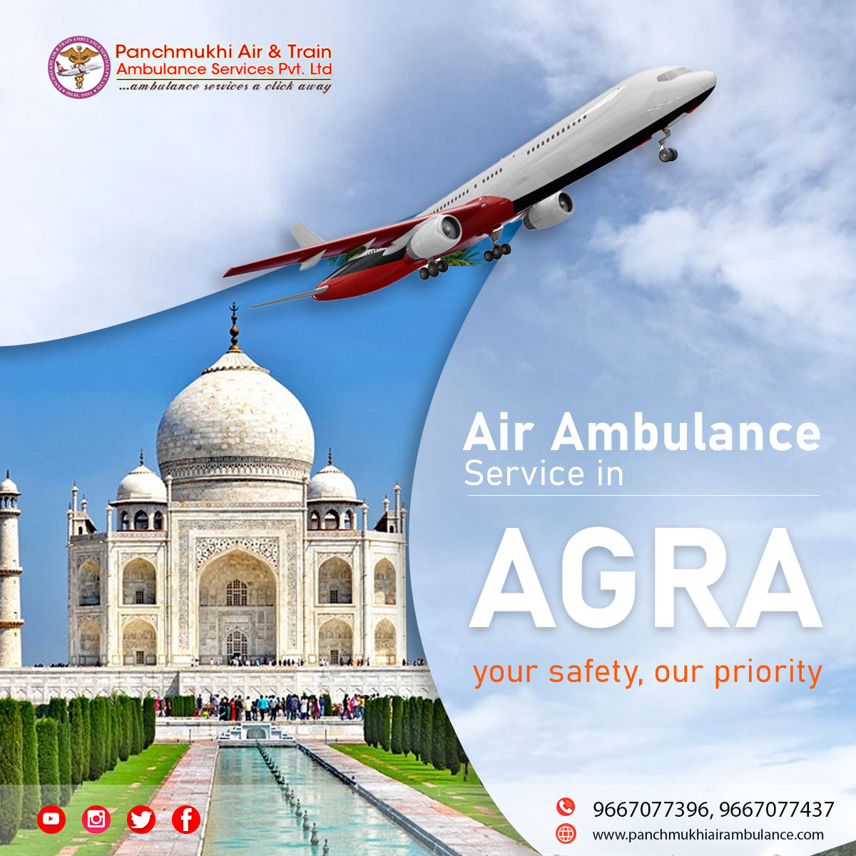 New Charter Air Ambulance Services in Agra