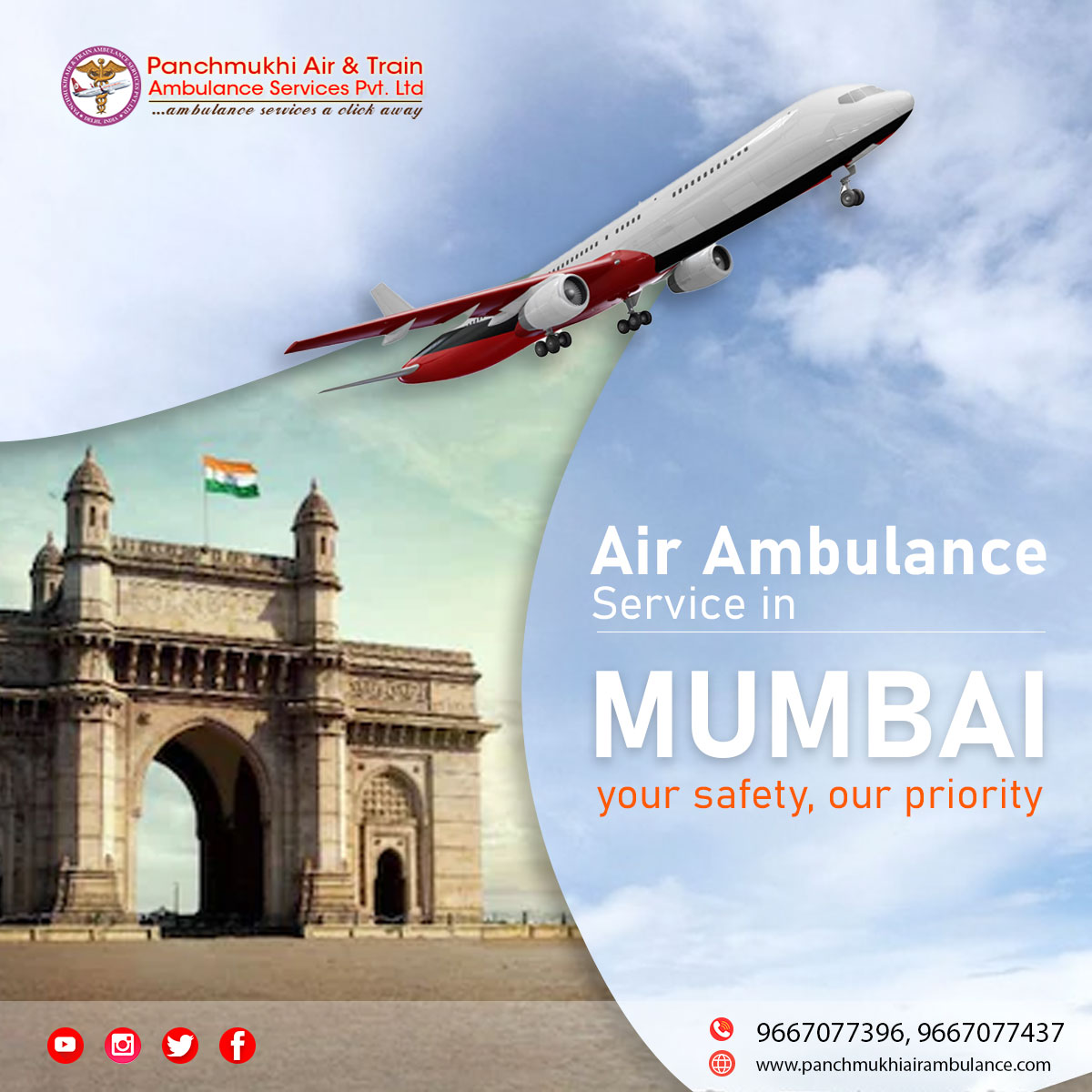 Panchmukhi Air Ambulance Services in Mumbai has a History of Serving Hundred Percent Safety Medical Transport