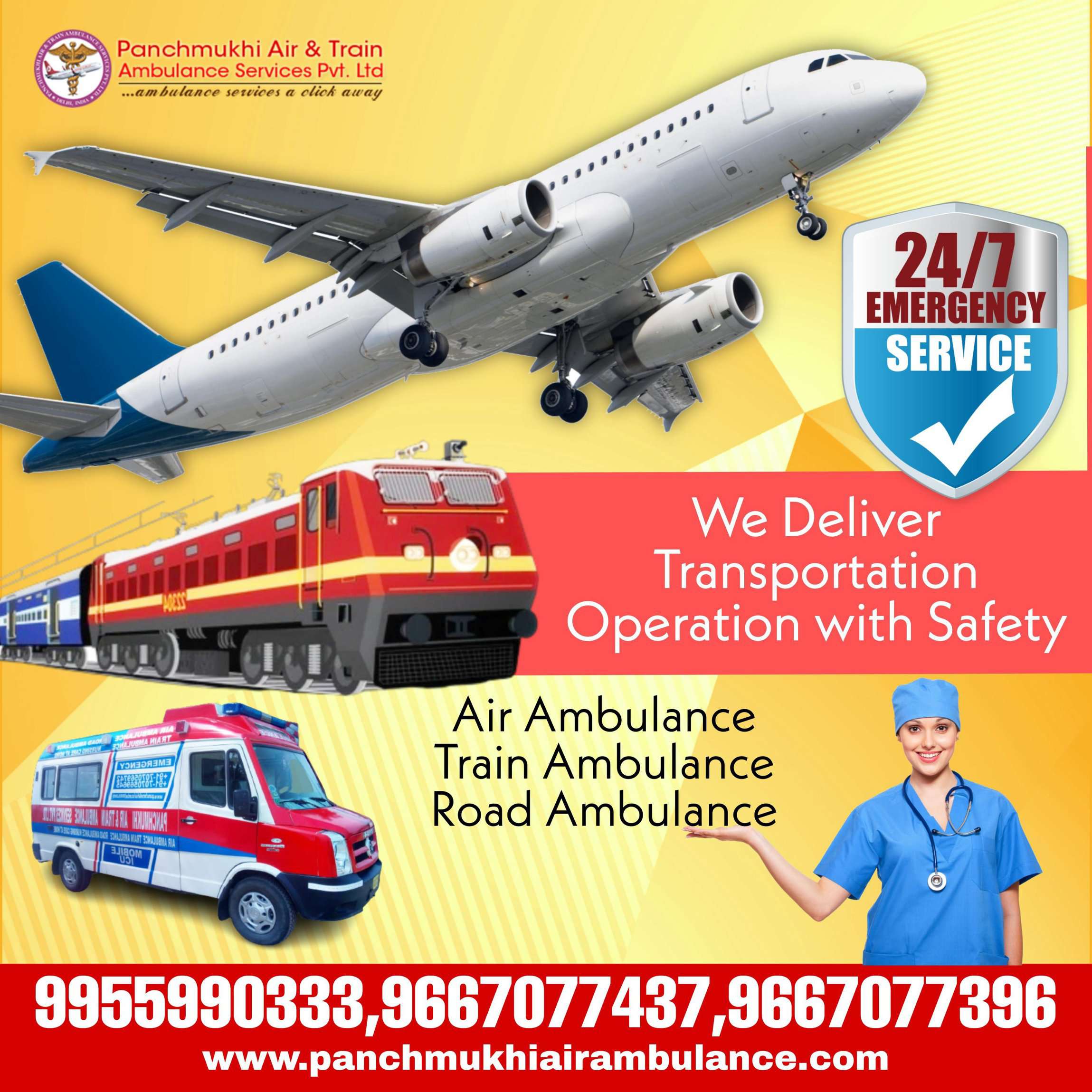 Arrive at Your Source Destination Safely with Panchmukhi Air and Train Ambulance Services in Patna