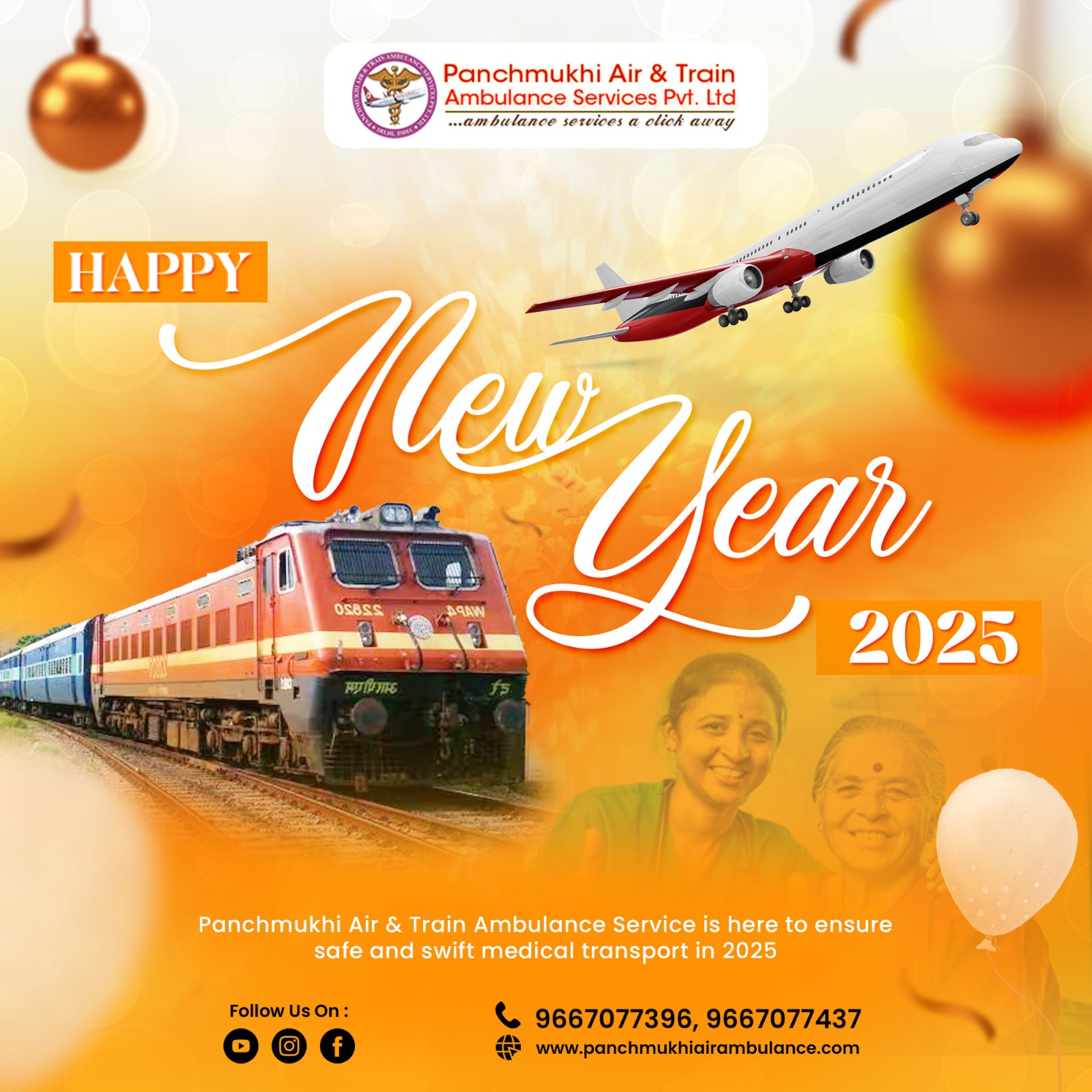 Happiest New Year 2025 from the Team of Panchmukhi Air and Train Ambulance